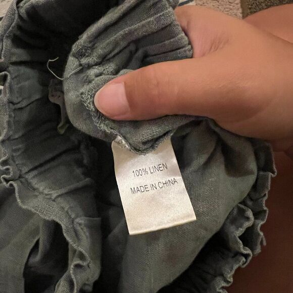 Anthropologie Little Lies green linen pants 8 - Picture 8 of 9